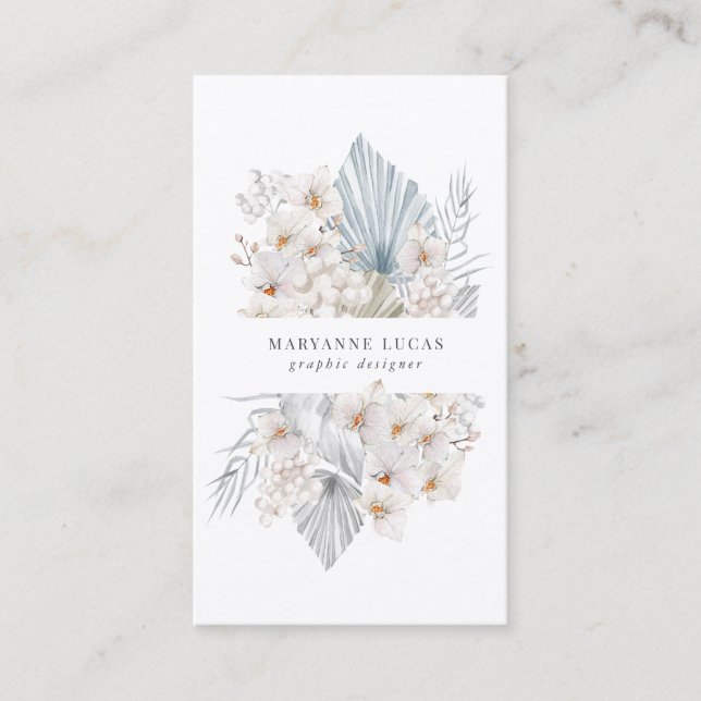 blue bohemian floral business card (Front)