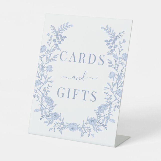 Blue Bohemian Floral Cards and Gifts Wedding Sign (Front)