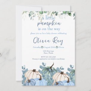 Blue Boho a Little Pumpkin Is on the Way Invitation