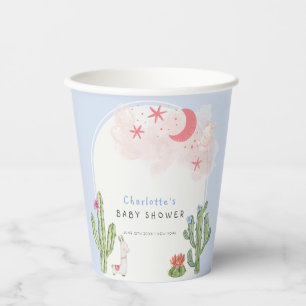 Blue Boho Arch Cactus Toys Boy Baby Shower Paper Cups