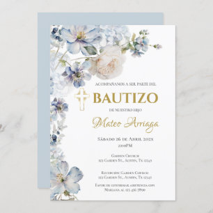 Blue Boho Baptism  Invitation