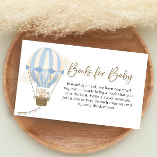 Blue Boho Bear Baby Shower Books for Baby Enclosure Card