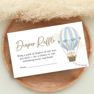 Blue Boho Bear Baby Shower Diaper Raffle Enclosure Card