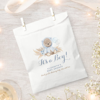Blue Boho Bear Baby Shower Favour Paper Bag
