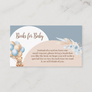 Blue Boho Bear Balloon Baby Shower Books for Baby Enclosure Card