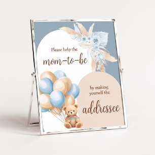 Blue Boho Bear Balloon Envelope Station Poster