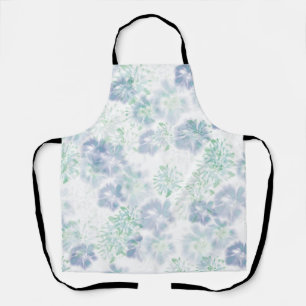 Blue Boho Blooming Flowers Floral Tie Dye Pattern Apron