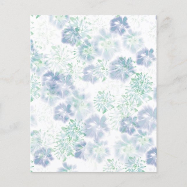Blue Boho Blooming Flowers Floral Tie Dye Pattern  Flyer (Front)