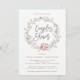 Blue Boho Botanical Couples Shower Invitation