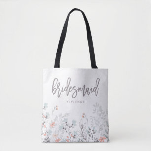Blue Boho Botanical Wedding   Bridesmaid Tote Bag