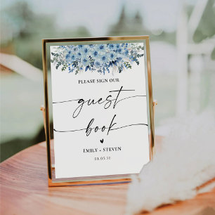 Blue Boho Bridal Shower Guest Book Sign