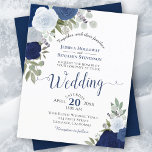 Blue Boho Chic Floral BUDGET Wedding Invitation<br><div class="desc">These affordable, budget friendly wedding invitations are the perfect choice for class, style, and beauty on a budget. The elegant design features hand painted watercolor roses in shades of dusty blue, navy, and indigo, with a bevy of eucalyptus leaves and greenery. The typography features fancy script calligraphy, and the back...</div>