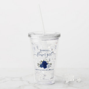 Blue Boho Chic Roses Elegant Flower Girl Wedding Acrylic Tumbler