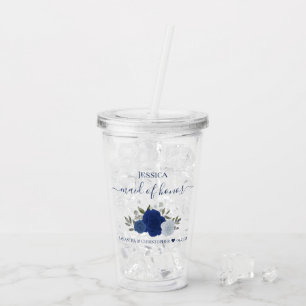 Blue Boho Chic Roses Elegant Maid of Honour Weddin Acrylic Tumbler