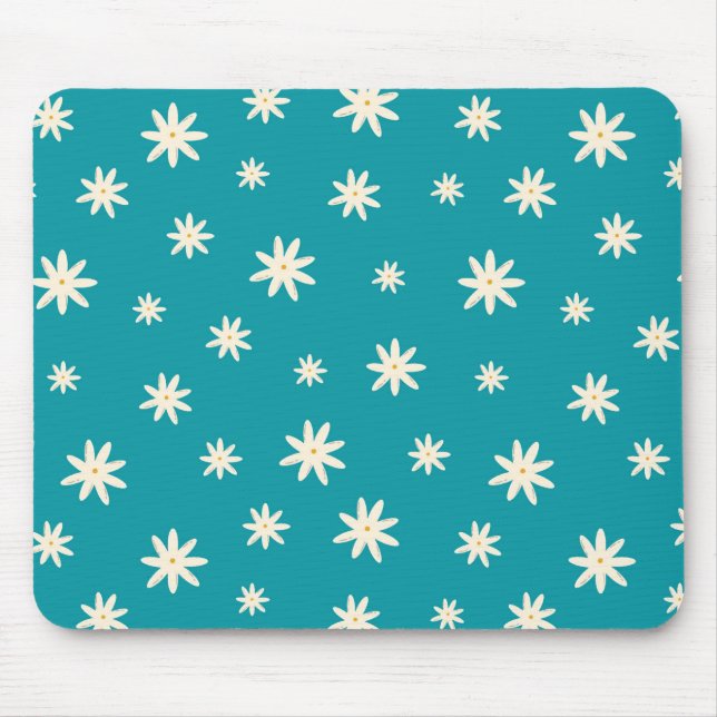 Blue Boho Daisy  Mouse Mat (Front)