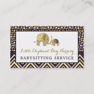 Blue Boho Elephant, Babysitter, Daycare, Nursery Business Card