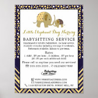 Blue Boho Elephant, Babysitter, Daycare, Nursery