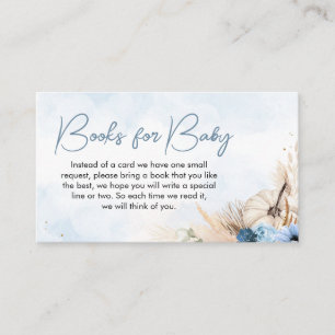 Blue Boho Fall Pumpkin Baby Shower Books for Baby Enclosure Card
