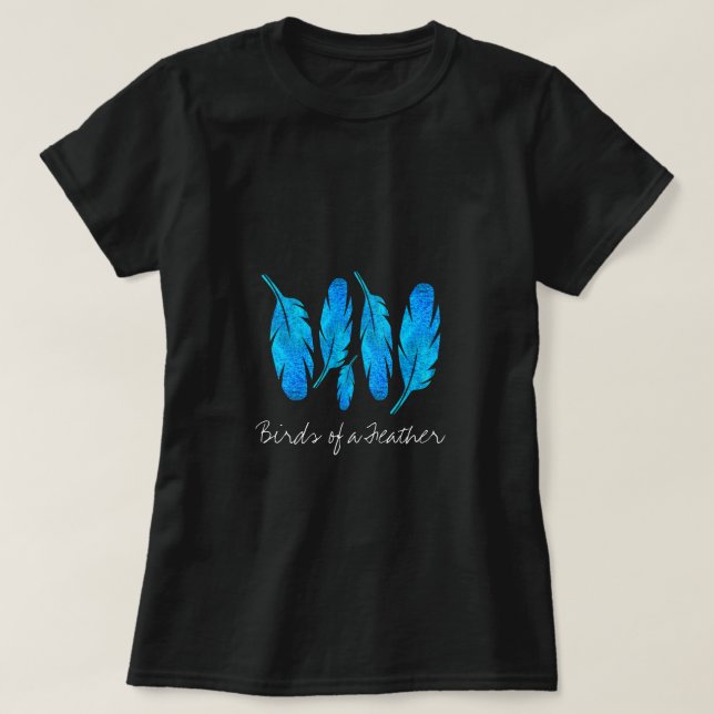Blue boho feathers blue and grey T-Shirt (Design Front)