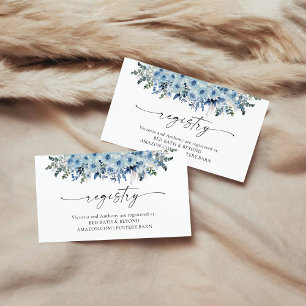 Blue Boho Floral Baby Shower Registry Card