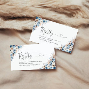 Blue Boho Floral Baby Shower Registry Card