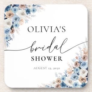 Blue Boho Floral  beverage coaster