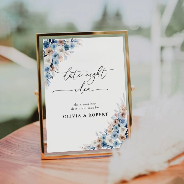 Blue Boho Floral Date Night Idea Sign (Creator Uploaded)