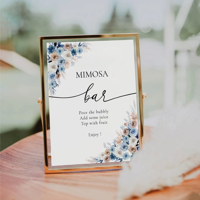 Blue Boho Floral Mimosa Bar Sign (Creator Uploaded)