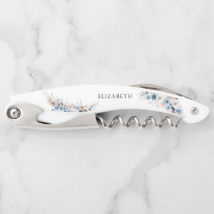Blue Boho Floral Waiter's Corkscrew