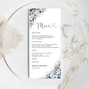 Blue Boho Floral Wedding Ceremony Menu