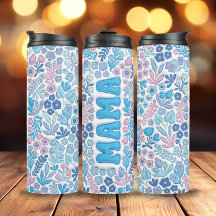 Blue Boho Flowers 3D Inflated Mama