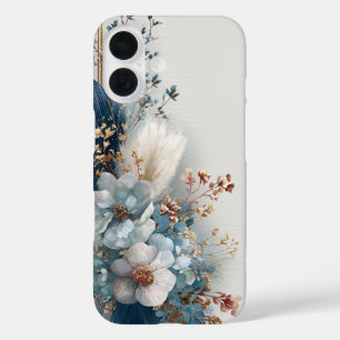 Blue Boho Flowers iPhone 16 Case