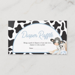 Blue Boho Highland Cow Baby Shower Diaper Raffle Enclosure Card