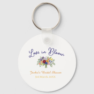 blue boho love in Bloom bridal shower name retro Key Ring