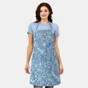 Blue Boho Paisley Pattern Apron