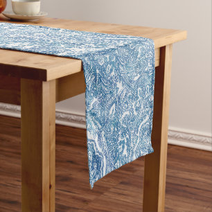 Blue Boho Paisley Pattern Short Table Runner