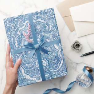 Blue Boho Paisley Pattern  Wrapping Paper