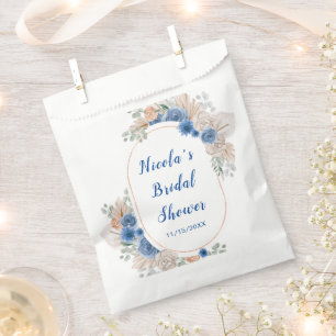 Blue Boho Pampas Grass Bridal Shower Favour Bags
