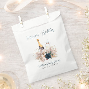 Blue Boho Poppin Champagne Bottles Baby Shower  Favour Bags