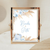 Blue Boho Pumpkin Baby Shower Books and Gifts