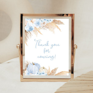 Blue Boho Pumpkin Baby Shower Thank You for Coming Poster