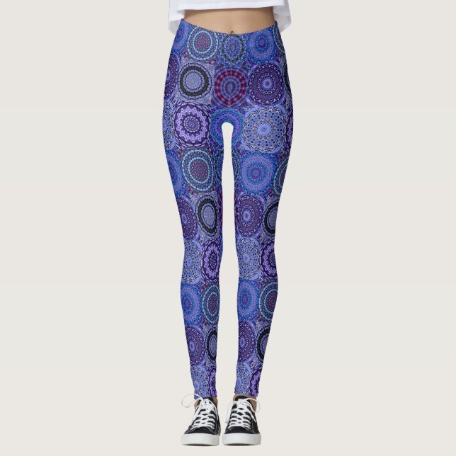 Blue Boho Quilt Leggings (Front)
