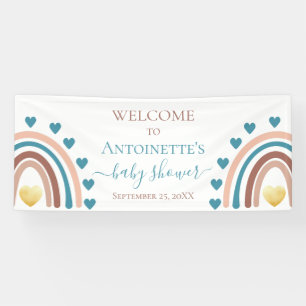 Blue Boho Rainbow Custom Baby Shower Banner