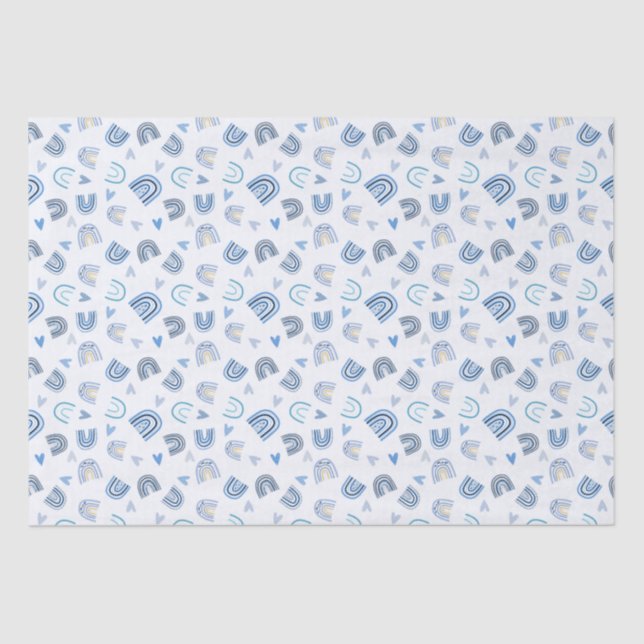 Blue Boho Rainbow Theme Gift Tissue Paper (Front)