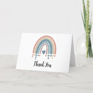 Blue Boho Rainbow Watercolor Thank You Card
