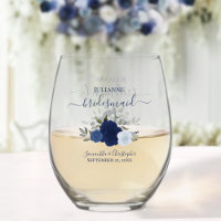 Blue Boho Roses Bridesmaid Maid of Honour Gift