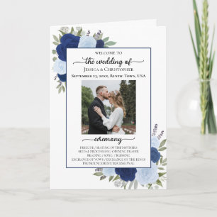 Blue Boho Roses Ceremony & Reception Wedding Programme