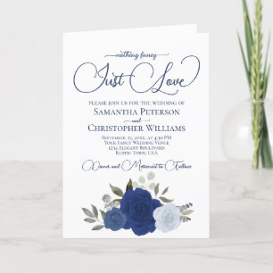 Blue Boho Roses Photo & Details Just Love Wedding Invitation