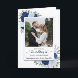 Blue Boho Roses & Photo Elegant Wedding Programme<br><div class="desc">This beautiful folded wedding program features an elegant yet rustic boho chic design. The front has a welcome along with your photo surrounded by a bevy of hand painted watercolor roses in shades of dusty blue, navy, an indigo. Inside is space for the order of the ceremony and reception on...</div>