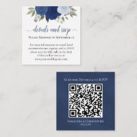 Blue Boho Roses Wedding Details & RSVP QR Code